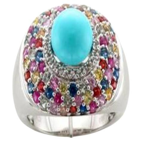 Carlo Viani Ring Featuring Robins Egg Blue Turquoise, Multicolor Sapphire For Sale