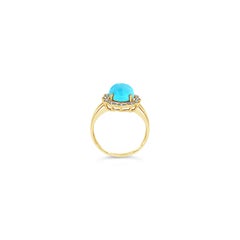 Carlo Viani Ring with Turquoise, Vanilla Diamonds Set in 14 Karat Honey Gold