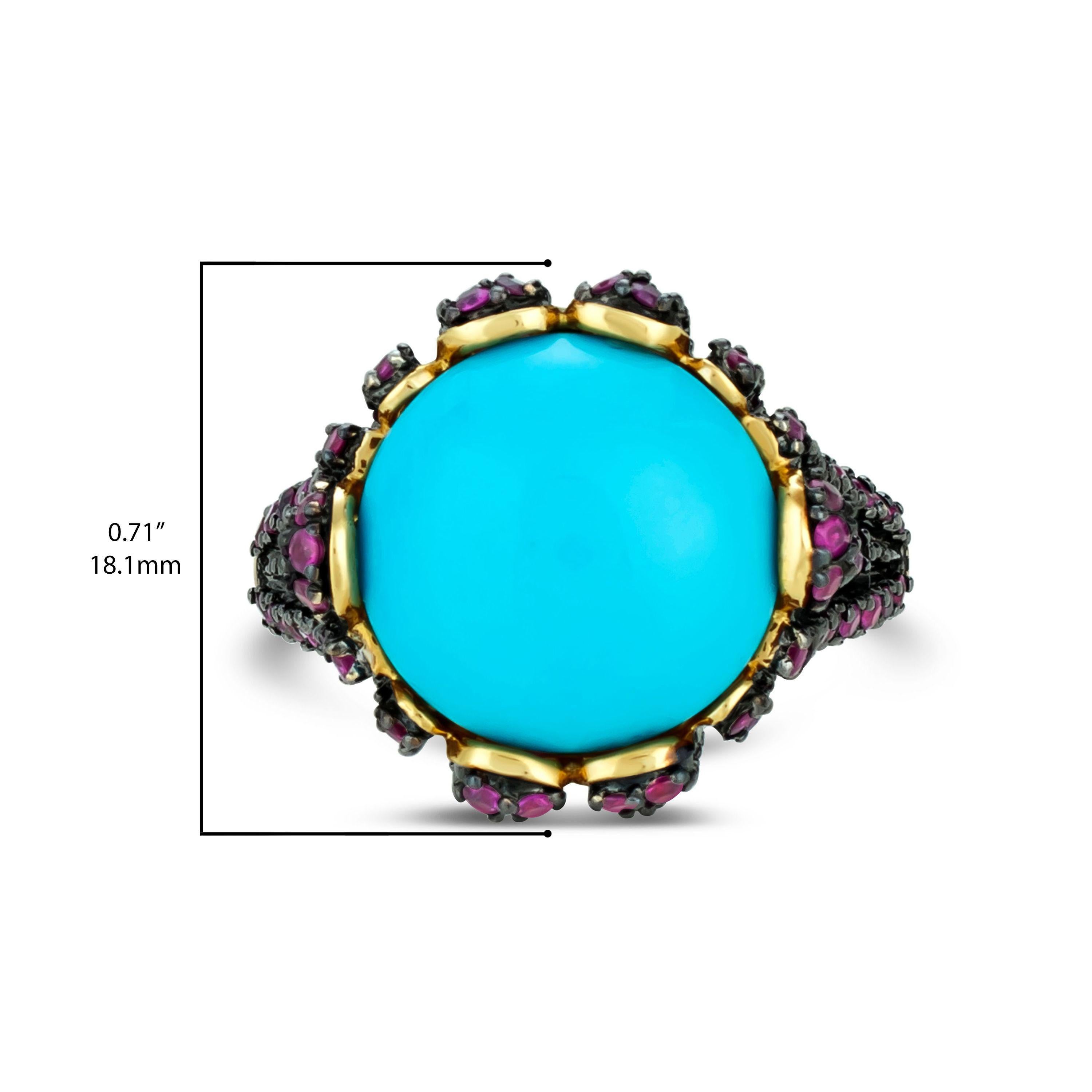 Carlo Viani Turquoise Ring 7 7/8 cts Gemstone Cocktail Ring Size 7