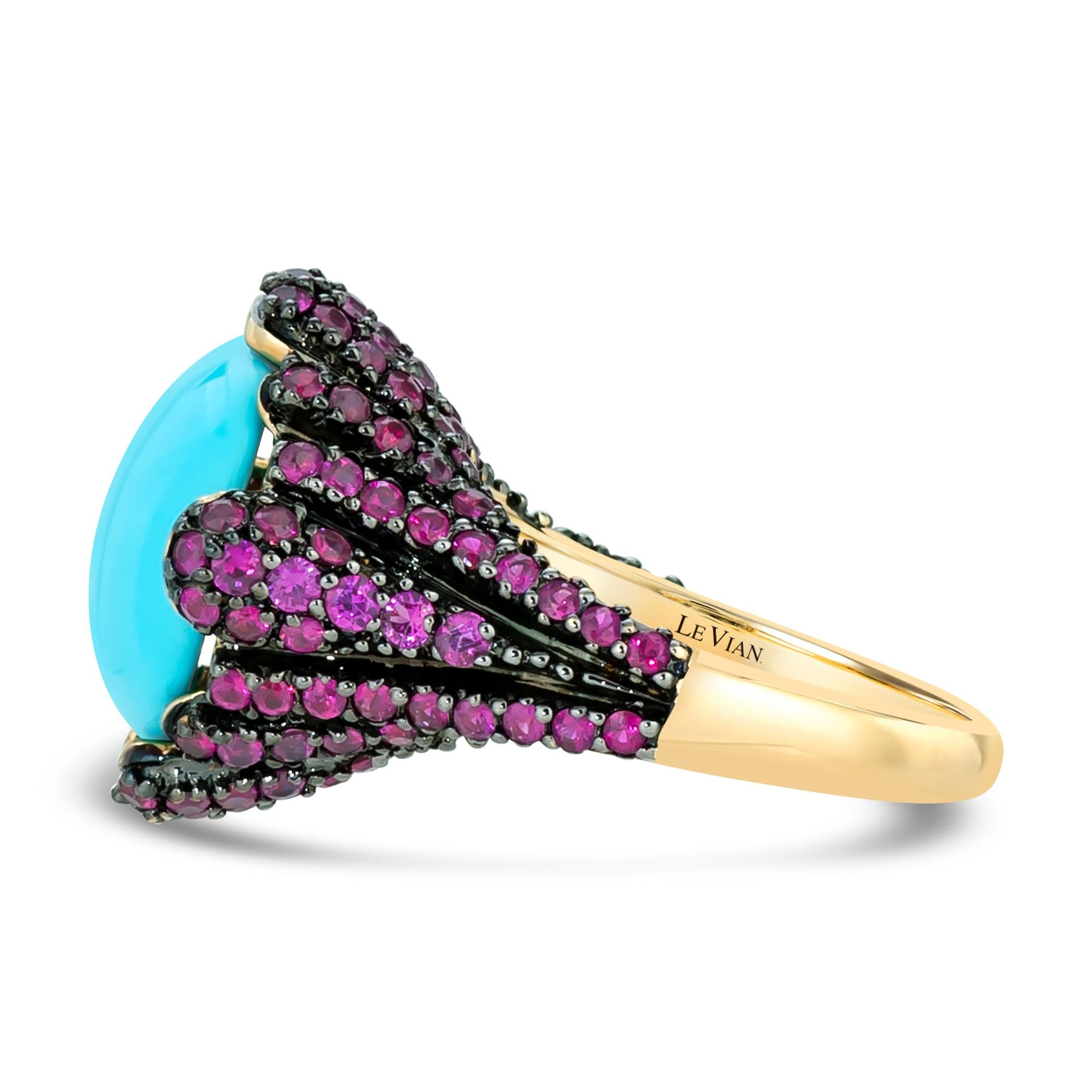 Carlo Viani Turquoise Ring 7 7/8 Cts Gemstone Cocktail Ring In New Condition In Great Neck, NY