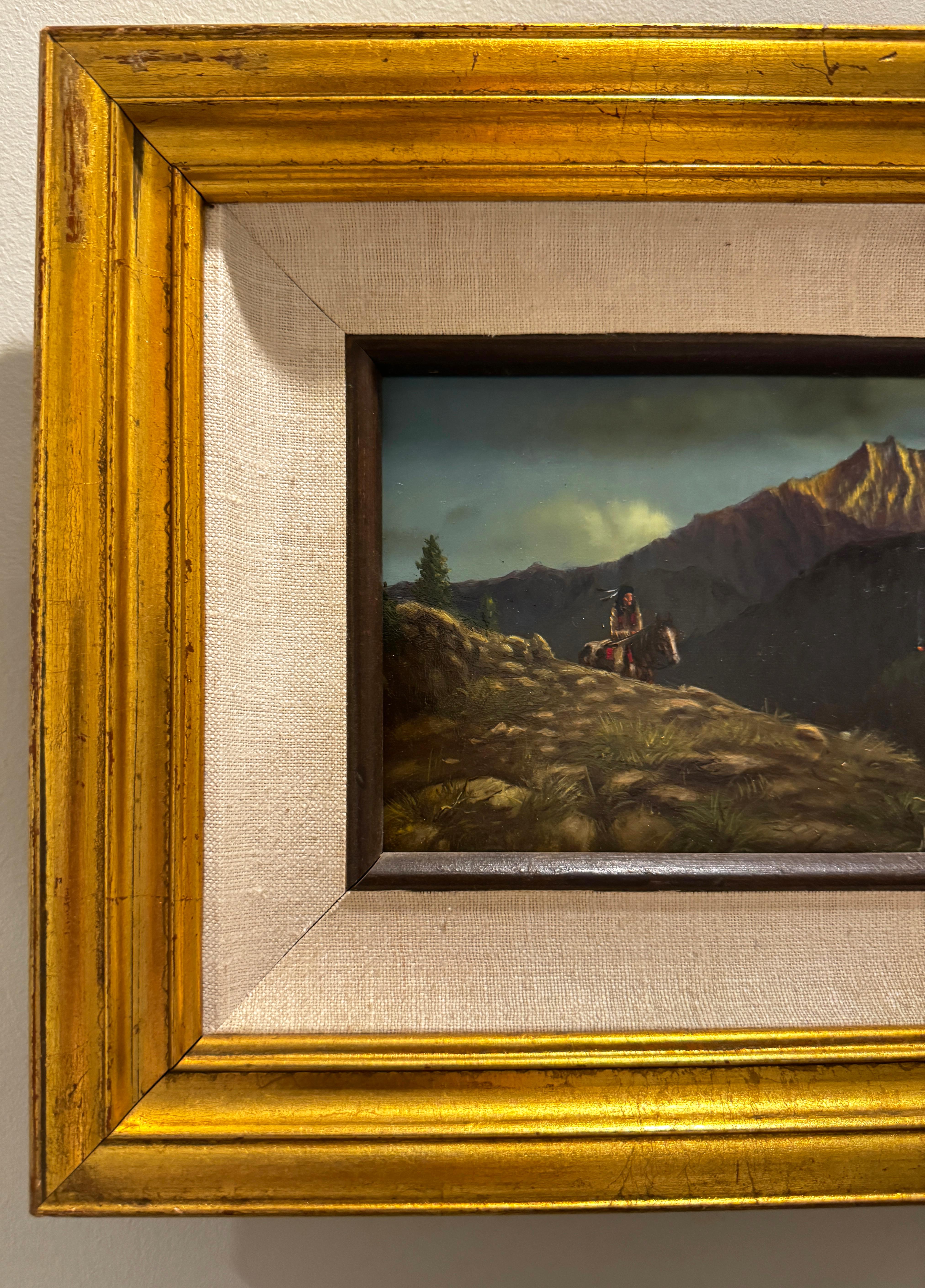 American Carlo Wahlbeck (b. 1933), The Intruder, Oil on Copper Painting in Giltwood Frame For Sale