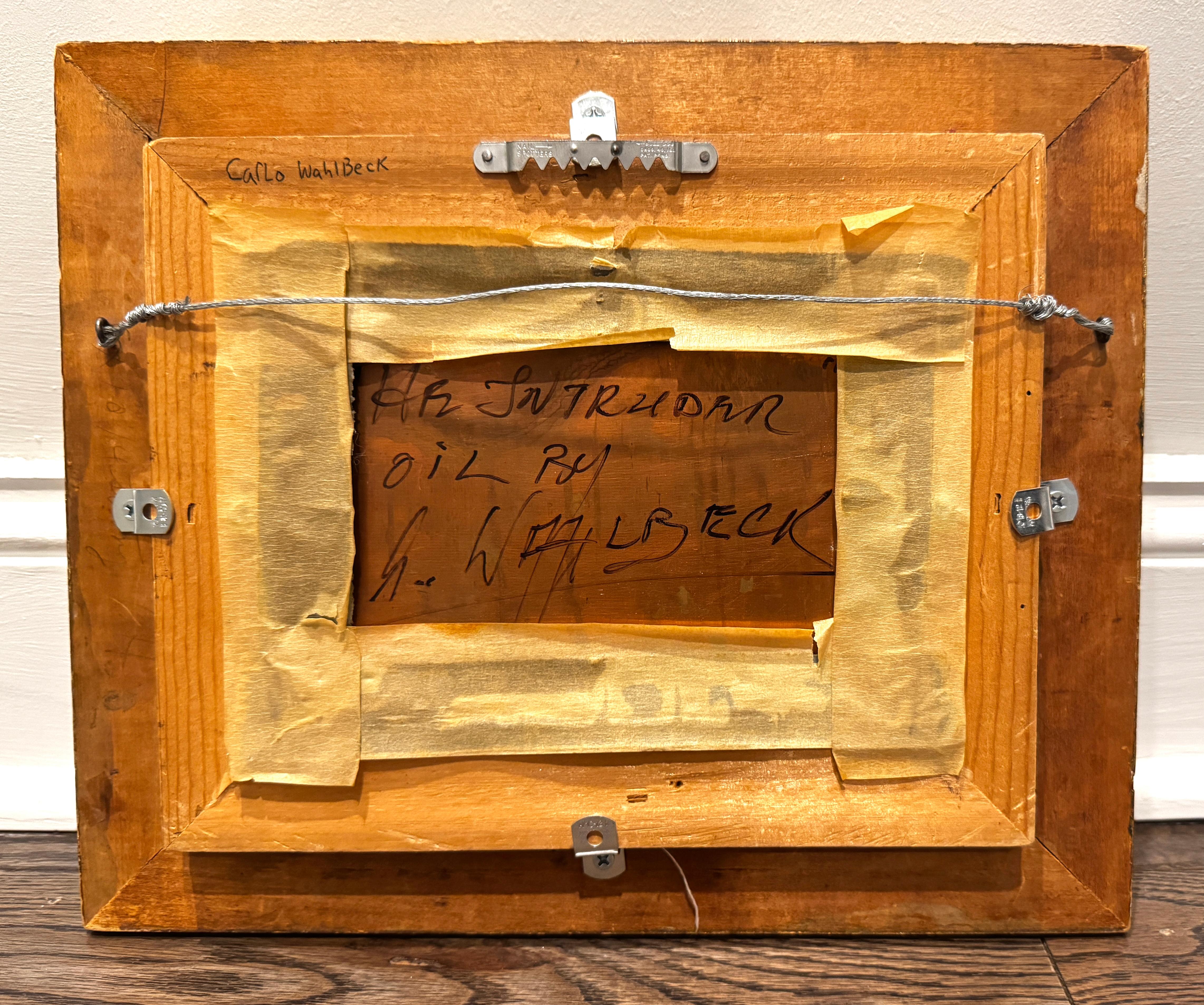 Carlo Wahlbeck (b. 1933), The Intruder, Oil on Copper Painting in Giltwood Frame For Sale 2