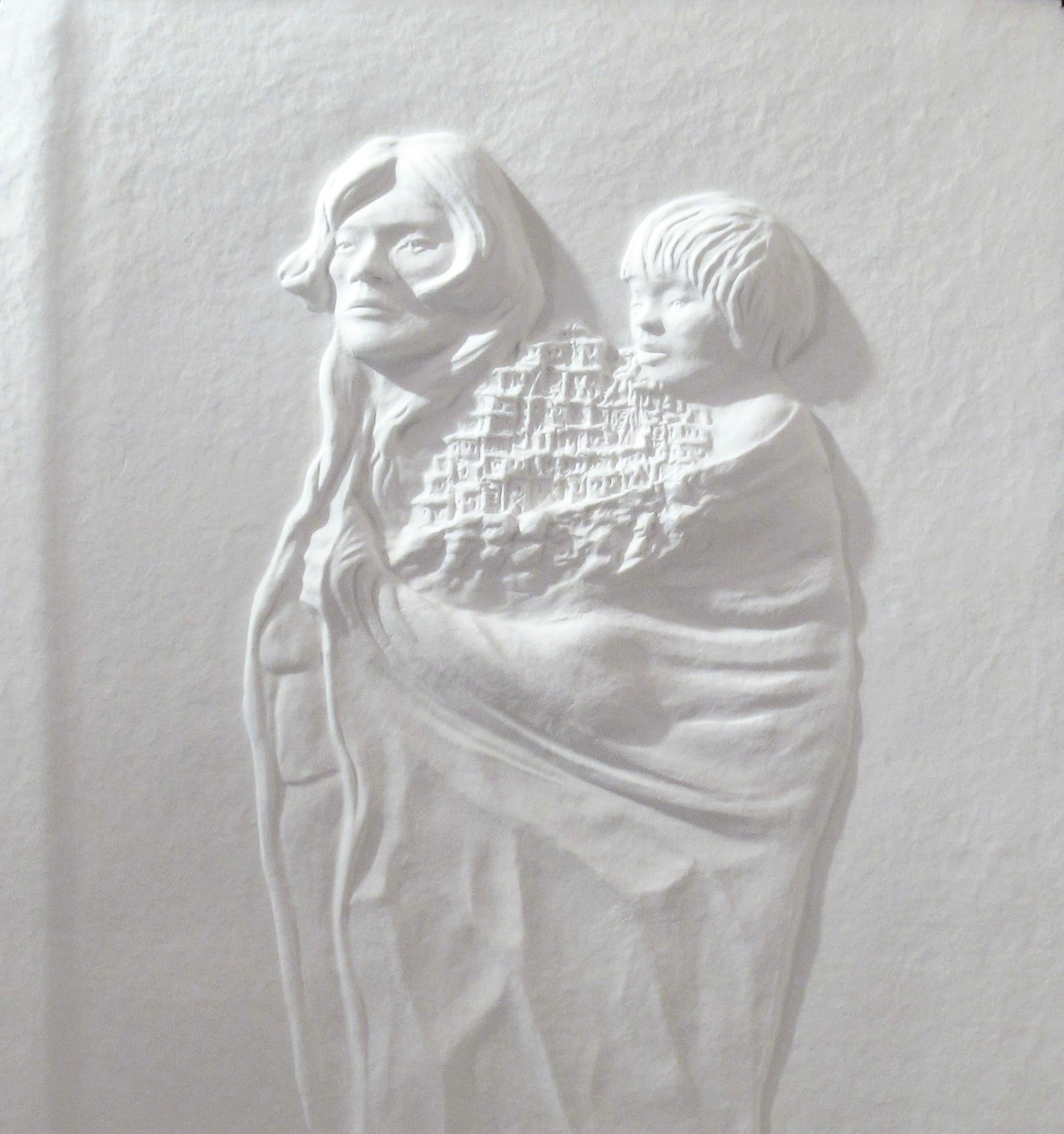 Native American Indian Woman and Baby - American Modern Sculpture by Carlo Wahlbeck