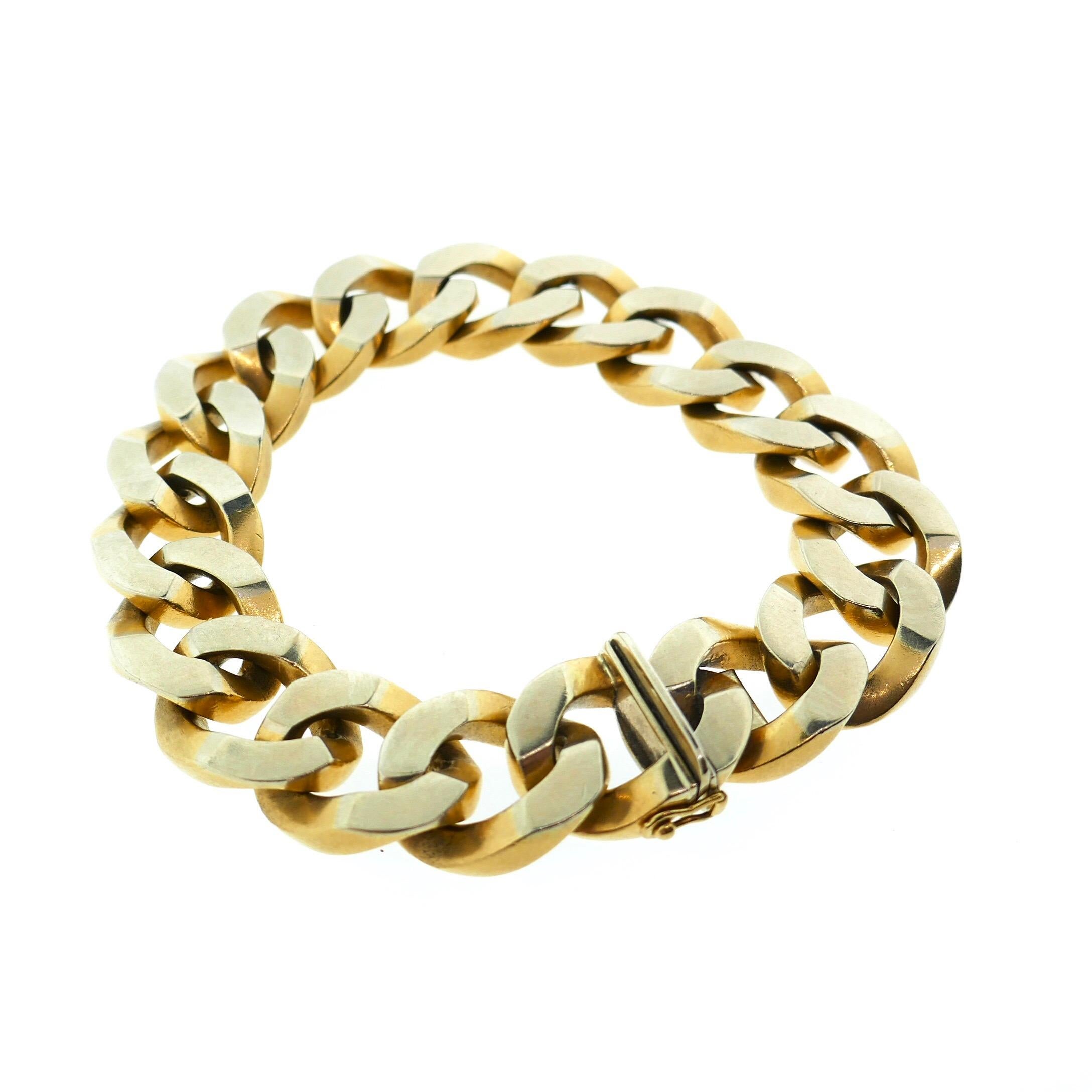 Carlo Weingrill 18 Karat Yellow and White Gold Curb Link Bracelet 7