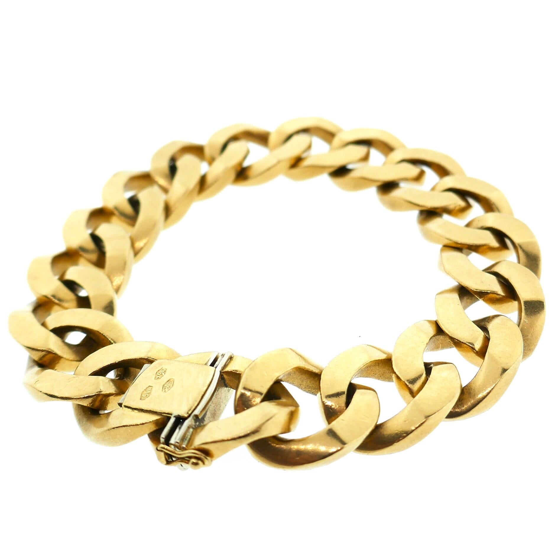 Carlo Weingrill 18 Karat Yellow and White Gold Curb Link Bracelet In Good Condition In Beverly Hills, CA