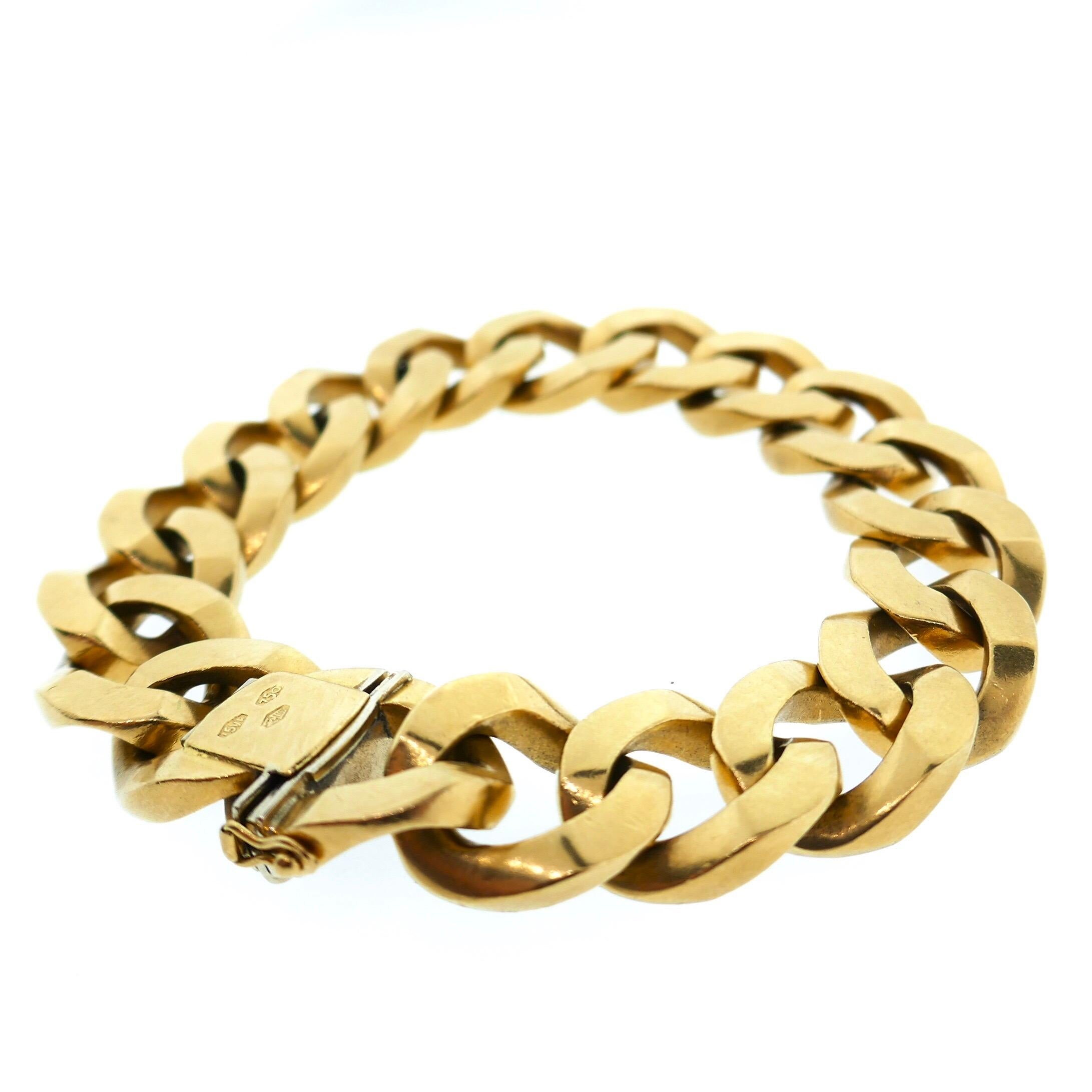 Women's or Men's Carlo Weingrill 18 Karat Yellow and White Gold Curb Link Bracelet