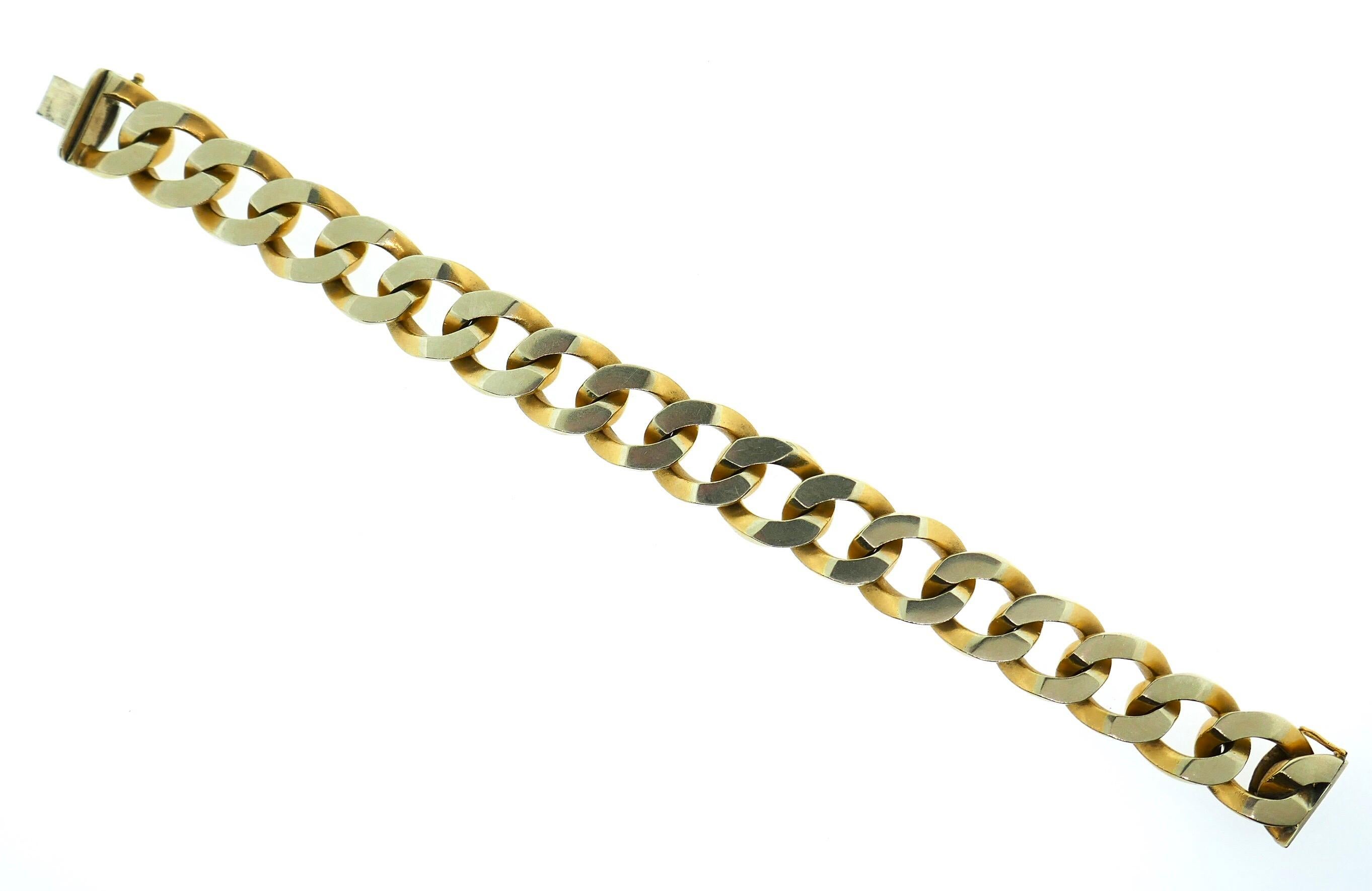 Carlo Weingrill 18 Karat Yellow and White Gold Curb Link Bracelet 3
