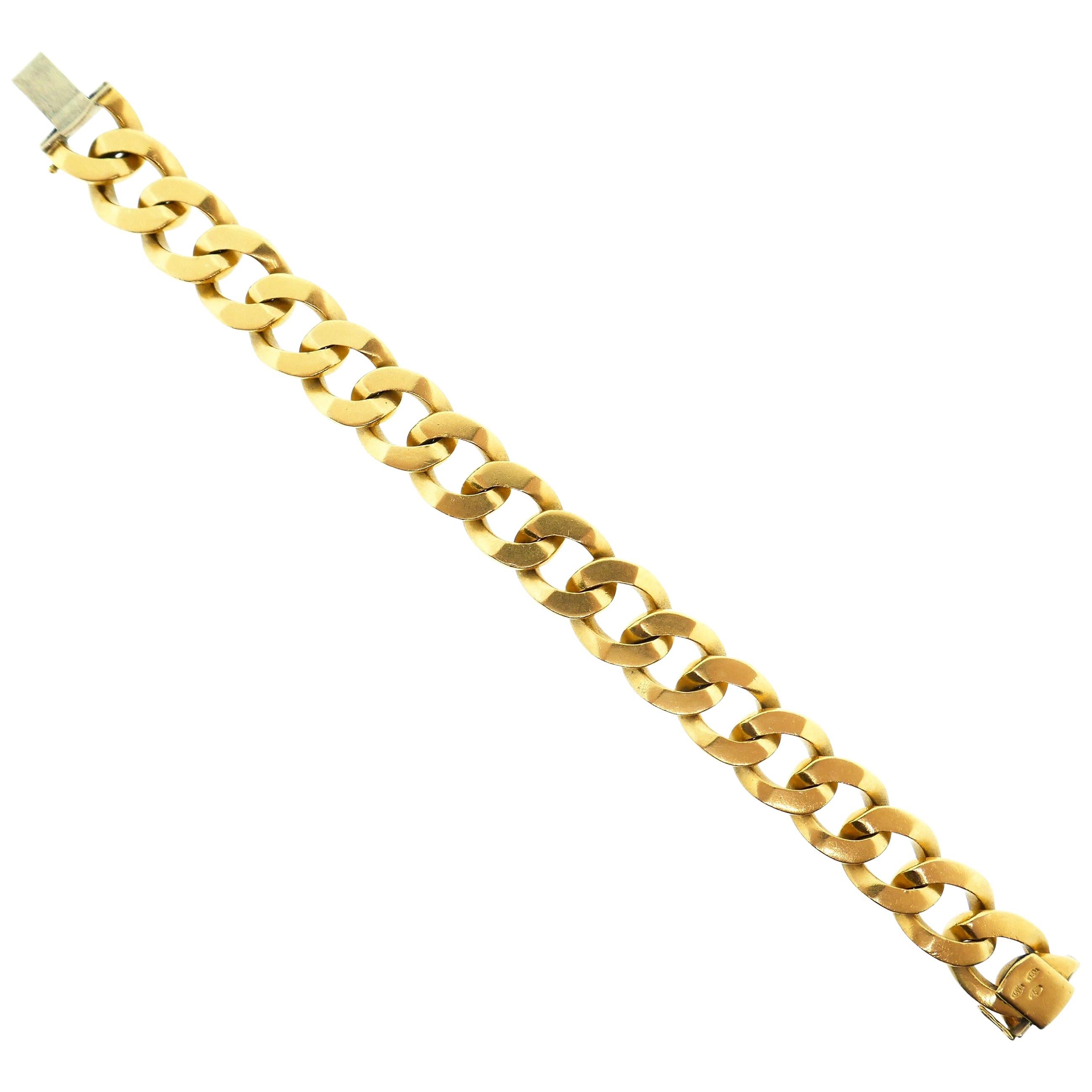 Carlo Weingrill 18 Karat Yellow and White Gold Curb Link Bracelet