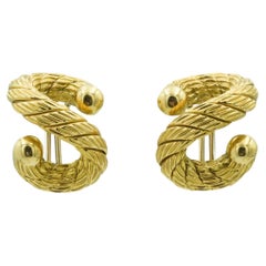 Carlo Weingrill 18 Karat Yellow Gold Clip-On Huggie Earrings
