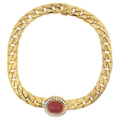 Carlo Weingrill - Collana in oro 18 carati con corallo e 2,4 carati di diamanti A Link