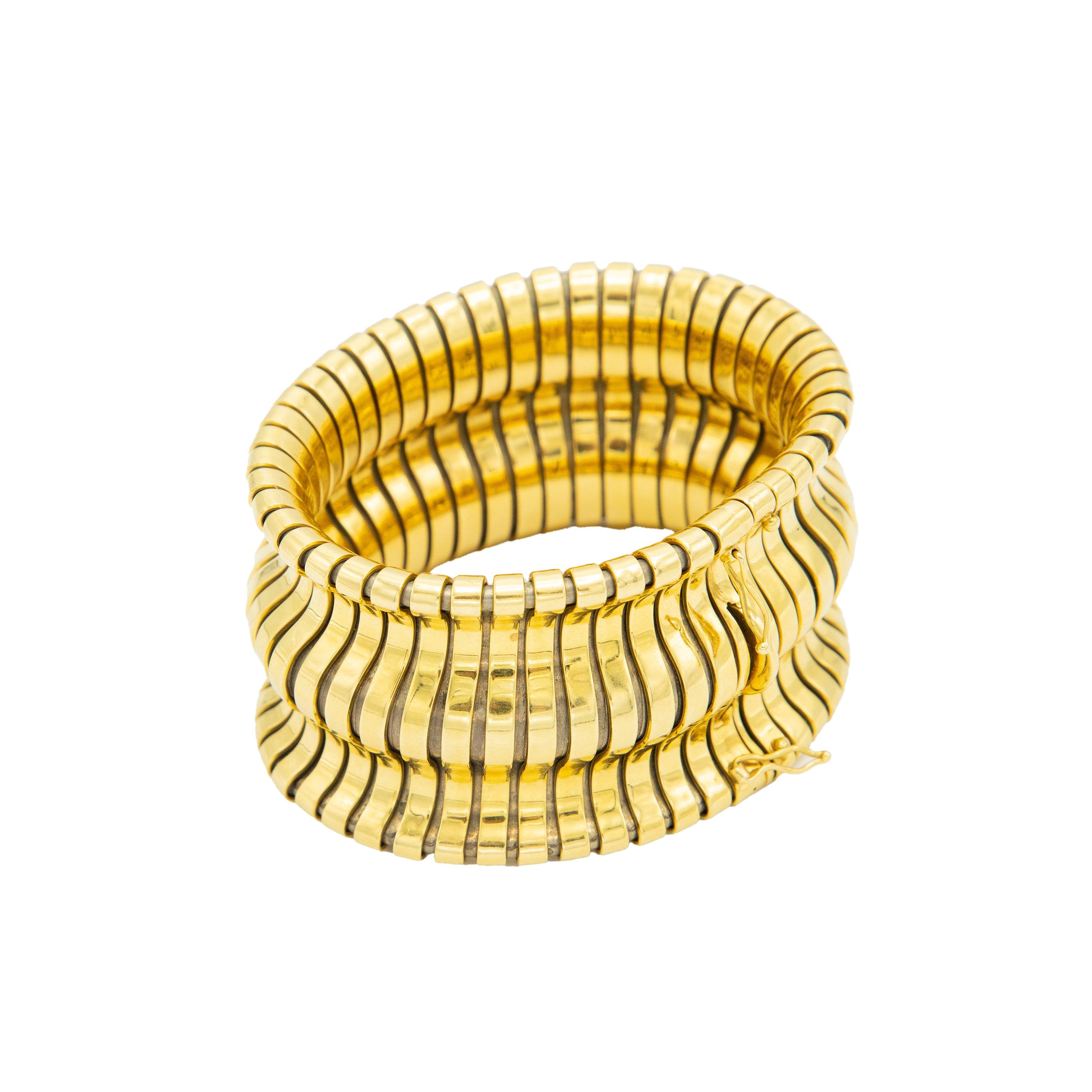 Carlo Weingrill 18k Gold Tubogas Bracelet - '90s For Sale 2