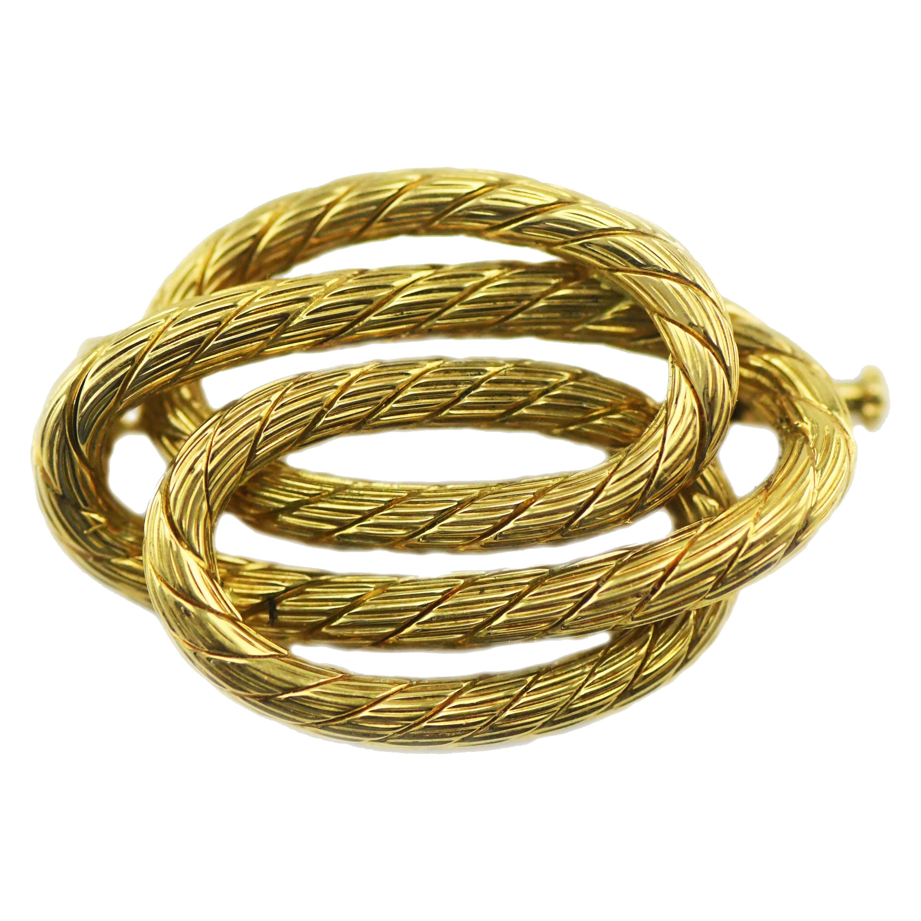 Carlo Weingrill 18 Karat Gold Winding Rope Pin at 1stDibs