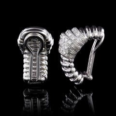 Carlo Weingrill 18 Karat White Gold Diamond Tubogas Earrings