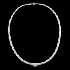 Carlo Weingrill 18 Karat White Gold Diamond Tubogas Necklace