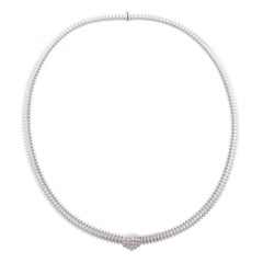 Carlo Weingrill 18 Karat White Gold Diamond Tubogas Necklace