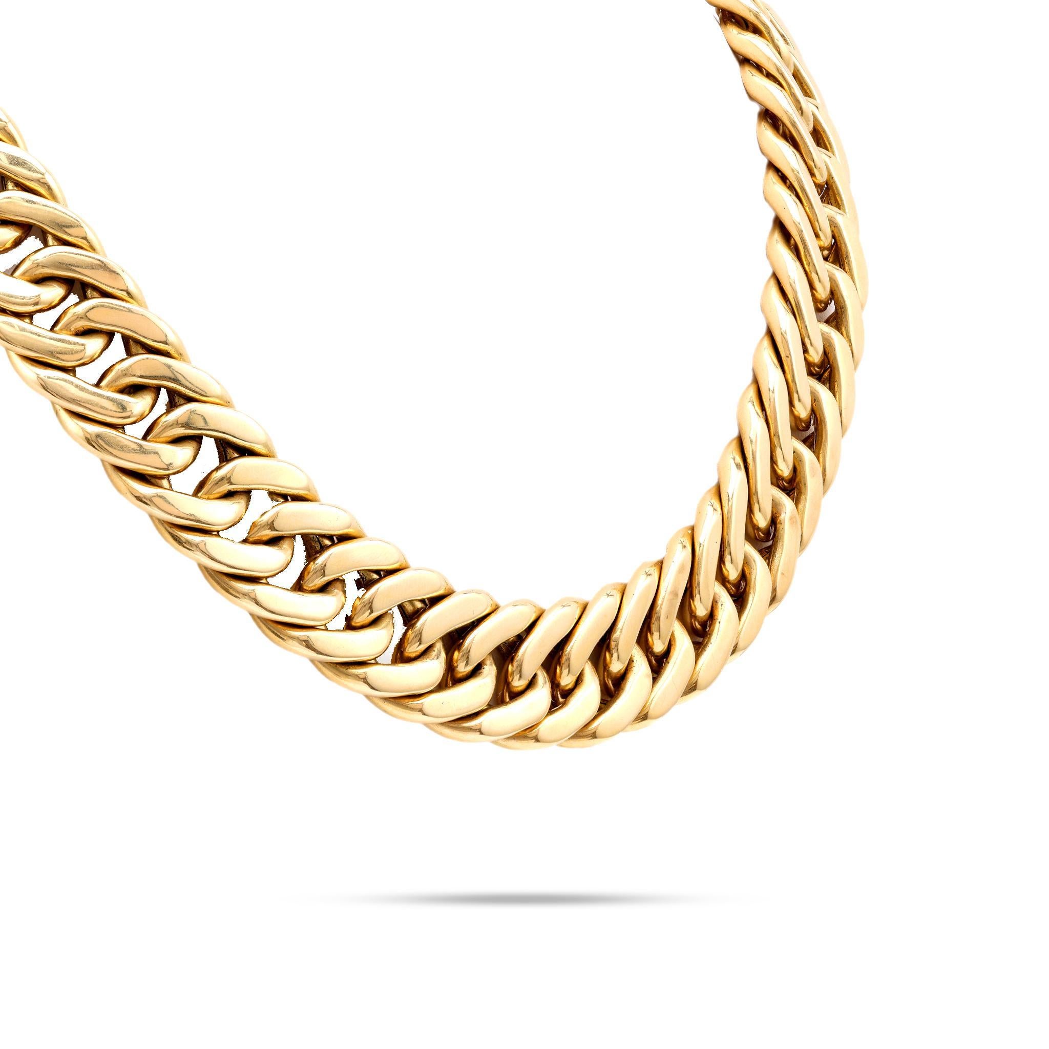 Carlo Weingrill 18K Gelbgold Curb Link Halskette im Zustand „Hervorragend“ in Beverly Hills, CA