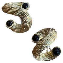 CARLO WEINGRILL 18k Gelbgold & Onyx Clip-Ohrringe Vintage 1980er Jahre
