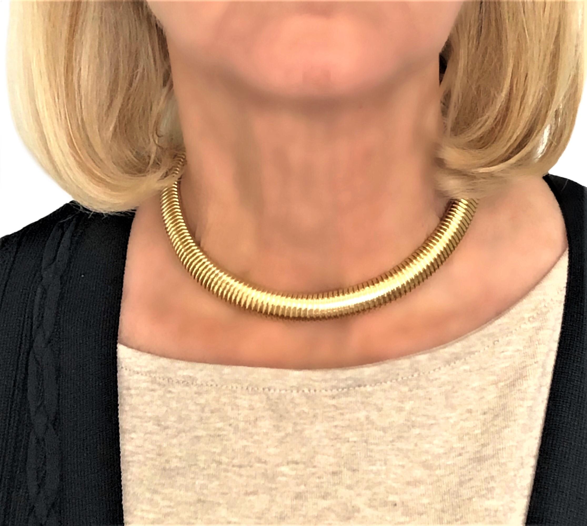 Modern Carlo Weingrill 18K Yellow Gold Tubogas Choker Necklace