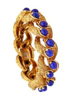 Carlo Weingrill 1960 Byzantinisches Armband aus 18 Karat Gelbgold mit Lapislazuli