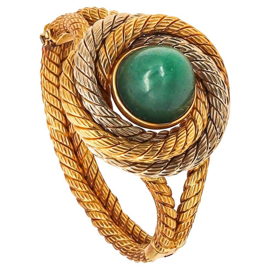 Carlo Weingrill 1960 Verona Twisted Bangle Bracelet in 18kt Gold with Amazonite For Sale