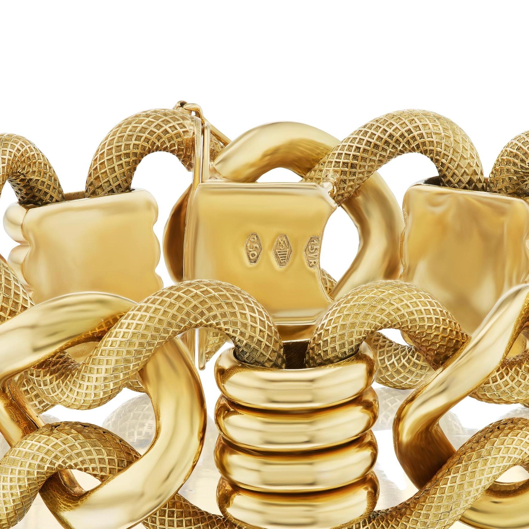 Modernist Carlo Weingrill 1960s Gold Bracelet For Sale