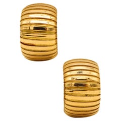 Carlo Weingrill 1970 Verona Tubogas Clips Earrings in Solid 18 Karat Yellow Gold