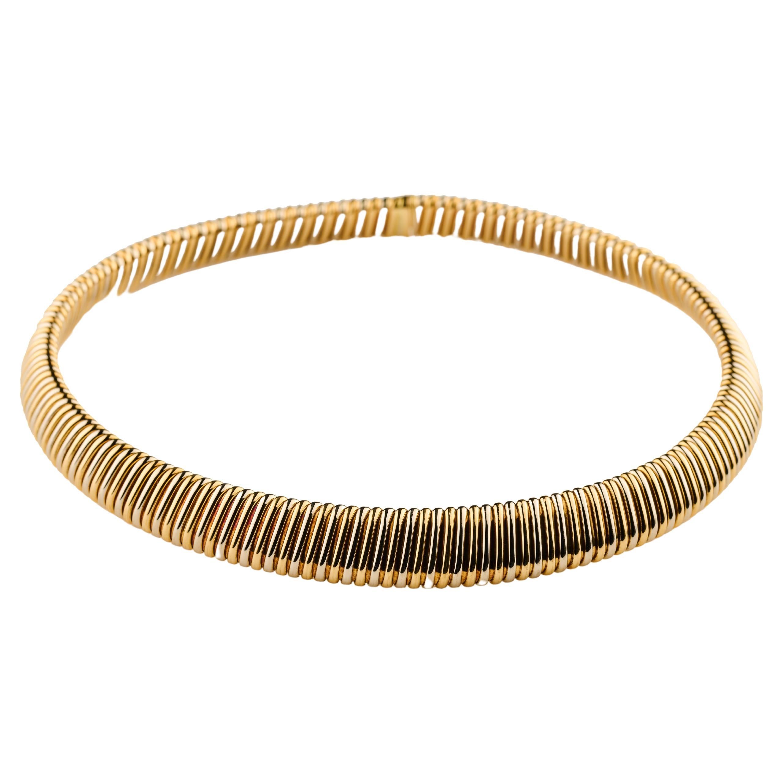 Carlo Weingrill –  Zweifarbige goldene Tubogas-Halskette aus den 1970er Jahren. Damen im Angebot
