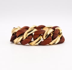 Carlo Weingrill 1970's Vaid Roma Modernist Rosewood Bracelet in 18Kt Yellow Gold