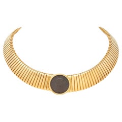 Carlo Weingrill 1980
s Gold Vintage Ancient Roman Coin Tubogas Necklace