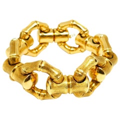 Carlo Weingrill Brushed Yellow Gold Bamboo Bracelet