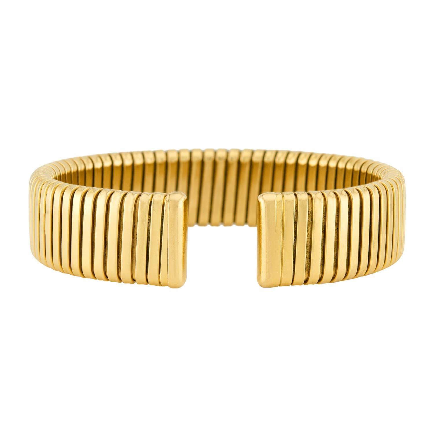 CARLO WEINGRILL Estate 18k Gooseneck Cuff Bracelet In Good Condition In Narberth, PA
