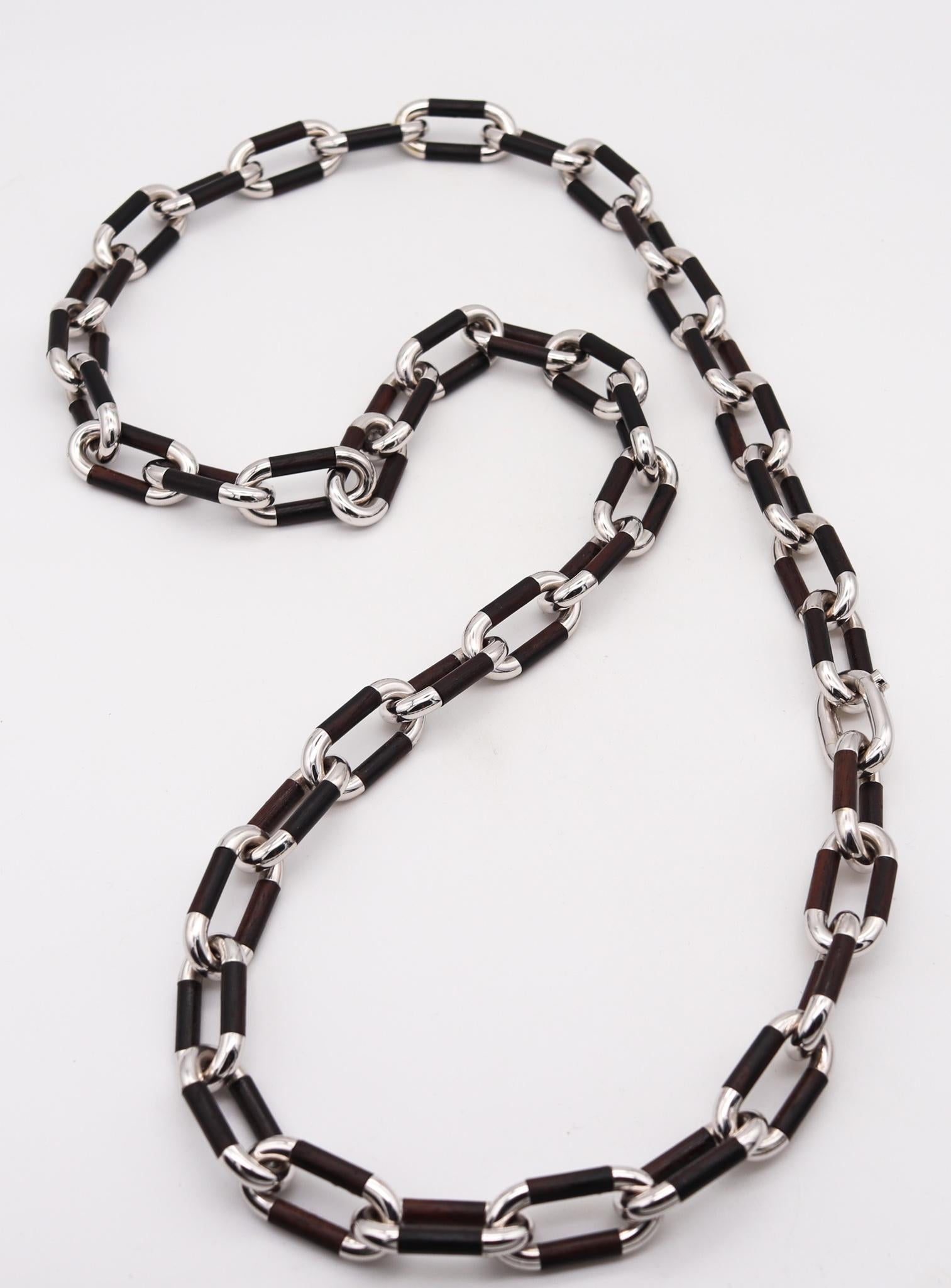 Carlo Weingrill for Vaid Roma Modernist Sautoir Necklace 18Kt White Gold & Ebony In Excellent Condition For Sale In Miami, FL