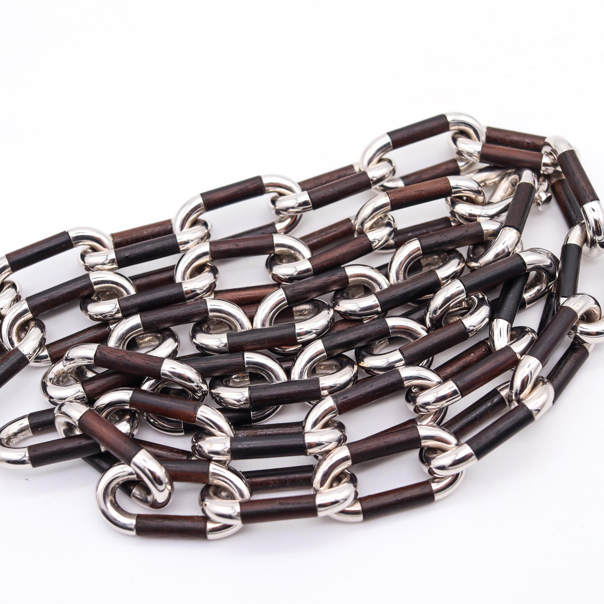 Carlo Weingrill for Vaid Roma Modernist Sautoir Necklace 18Kt White Gold & Ebony For Sale 1