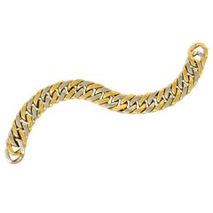 Carlo Weingrill Italian 18 Karat Two-Tone Gold Curb Link Unisex Bracelet