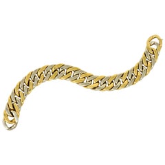 Carlo Weingrill Italian 18 Karat Two-Tone Gold Curb Link Unisex Bracelet