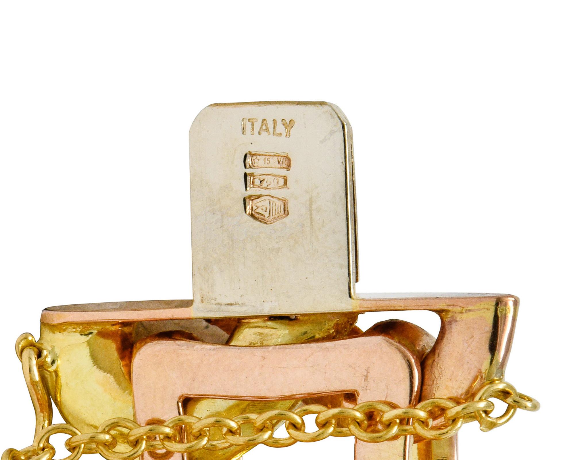 Carlo Weingrill Italian 18 Karat Two-Tone Gold Woven Link Bracelet, circa 1980’s 1