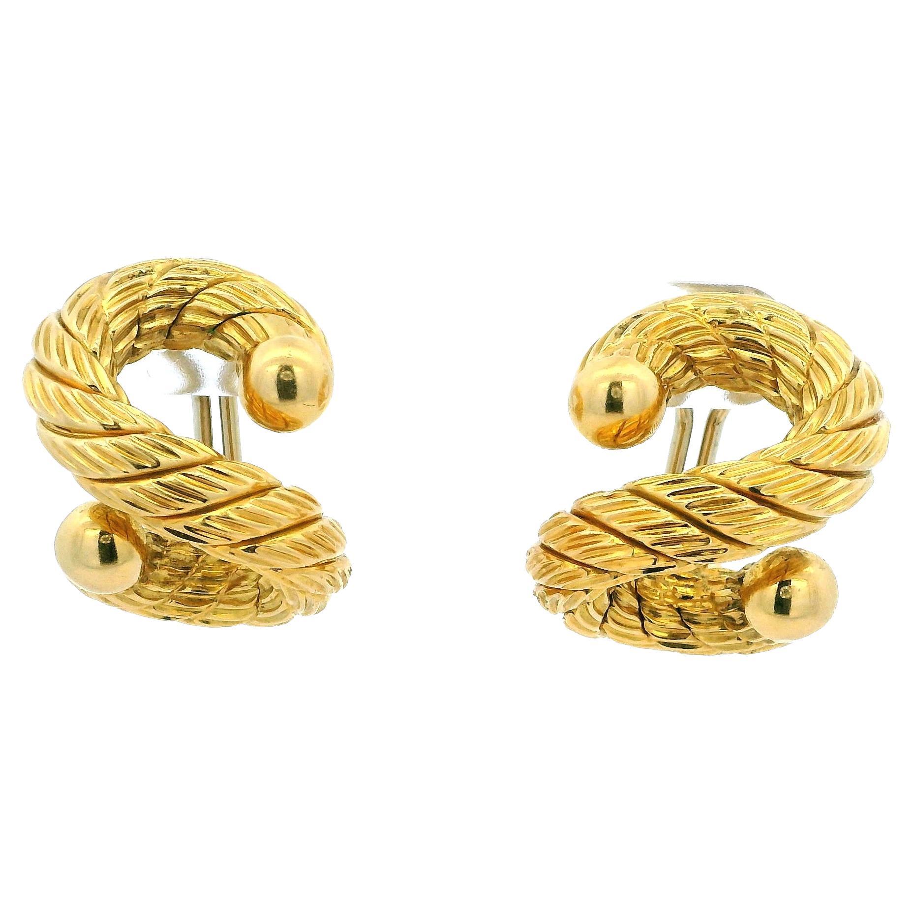 Carlo Weingrill Italie Boucles d
oreilles en or jaune 18K, 18.35 Gr en vente
