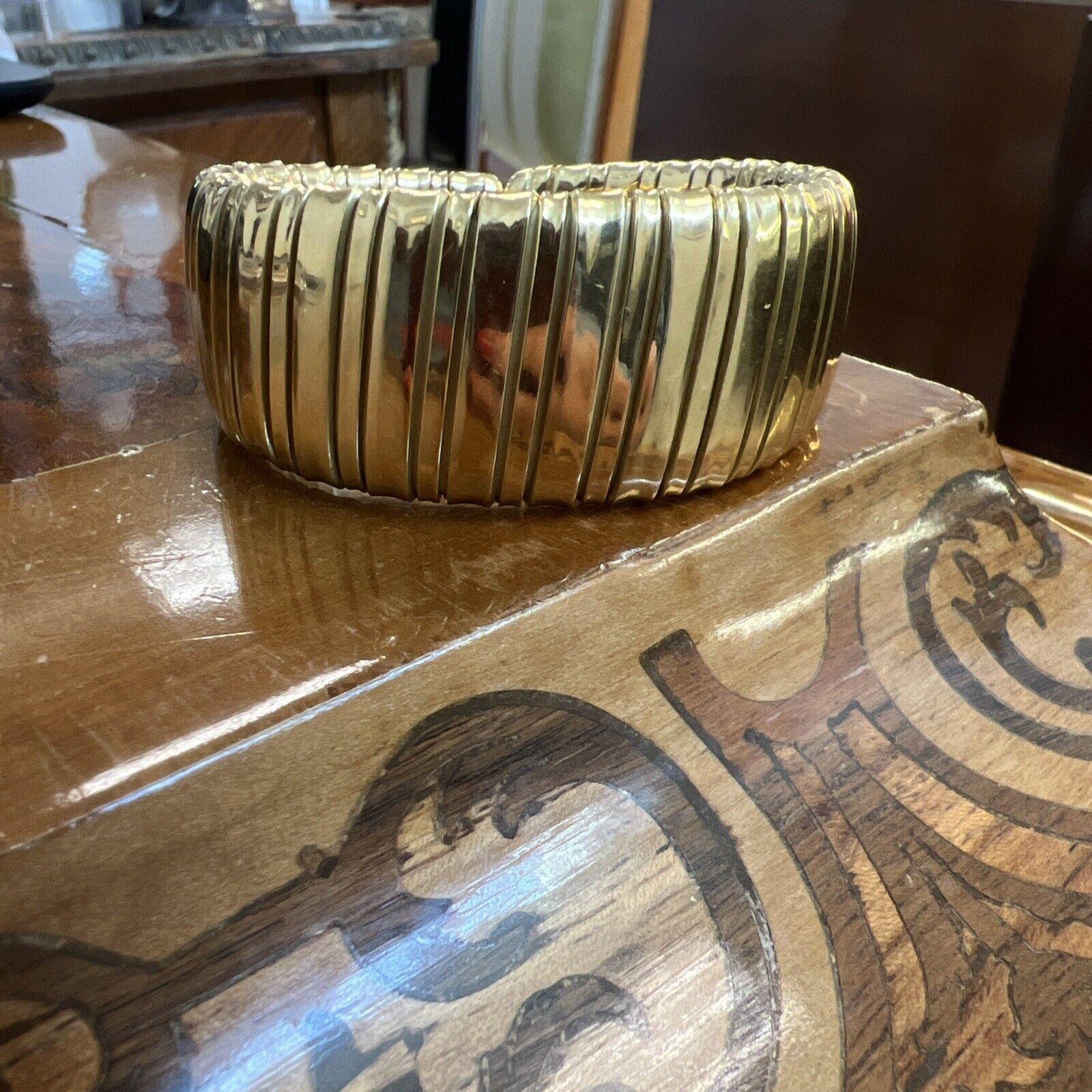 CARLO WEINGRILL Italy 18k Yellow Gold Tubogas Cuff Bangle Bracelet Vintage 1980 6