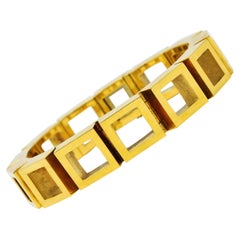 Carlo Weingrill Modernist Vintage 18 Karat Yellow Gold Square Link Bracelet