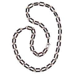 Carlo Weingrill Roma Modernist Sautoir Necklace 18Kt White Gold And Ebony Wood