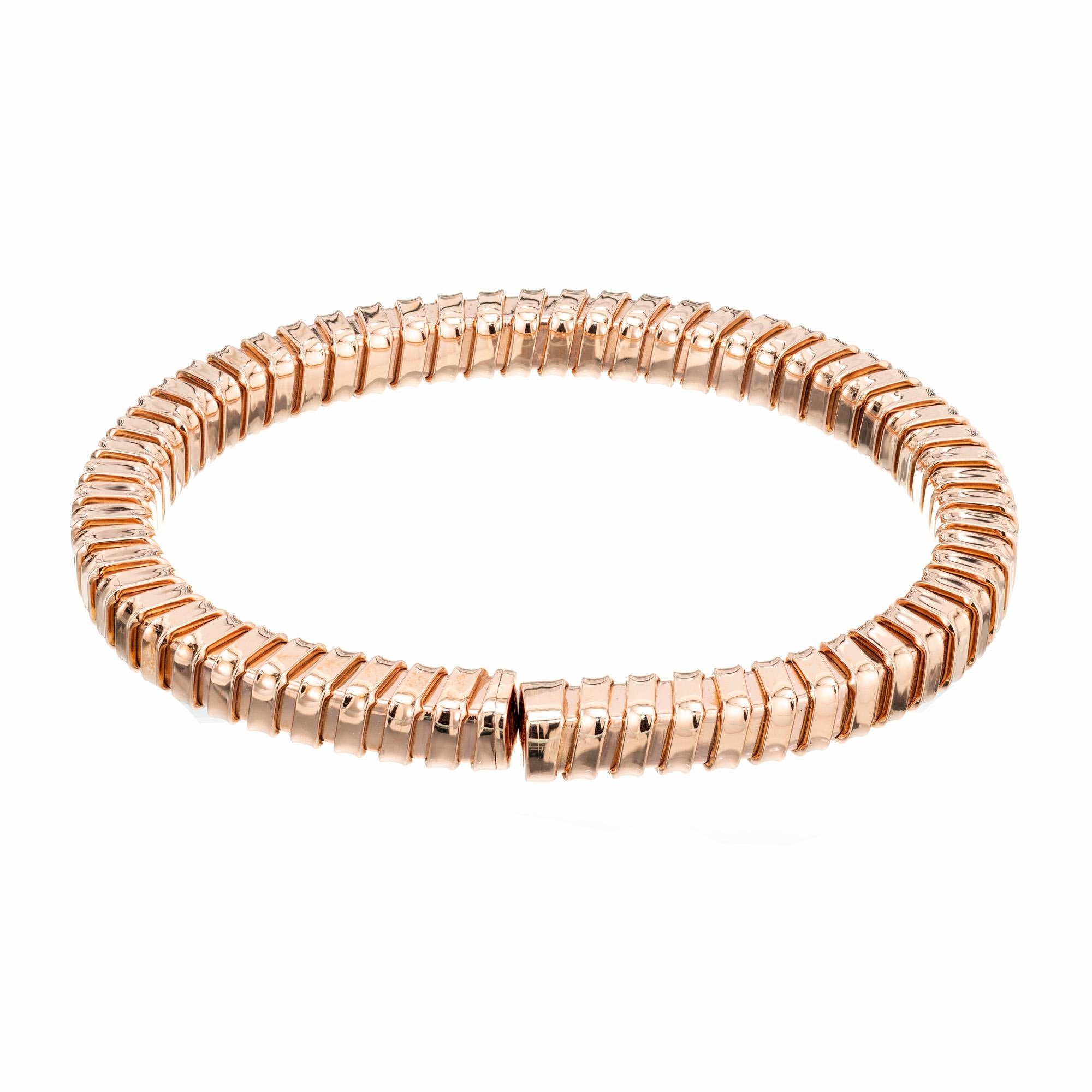 Carlo Weingrill Rose Gold Tubogas Cuff Bracelet In Good Condition In Stamford, CT