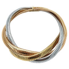 CARLO WEINGRILL Tri Color Gold Tubogas Necklace