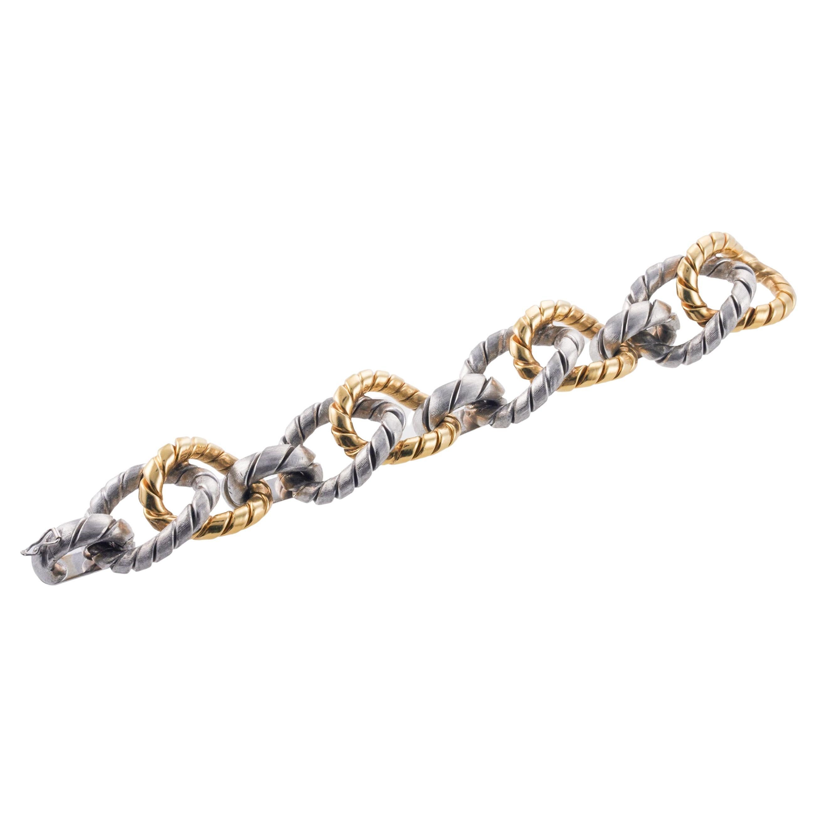 Carlo Weingrill Two Tone Gold Large Link Bracelet