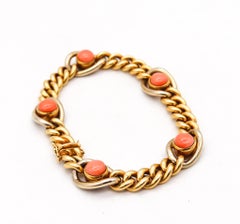 Carlo Weingrill Verona 1960 Bracciale A Link Stazioni in oro giallo 18kt e corallo