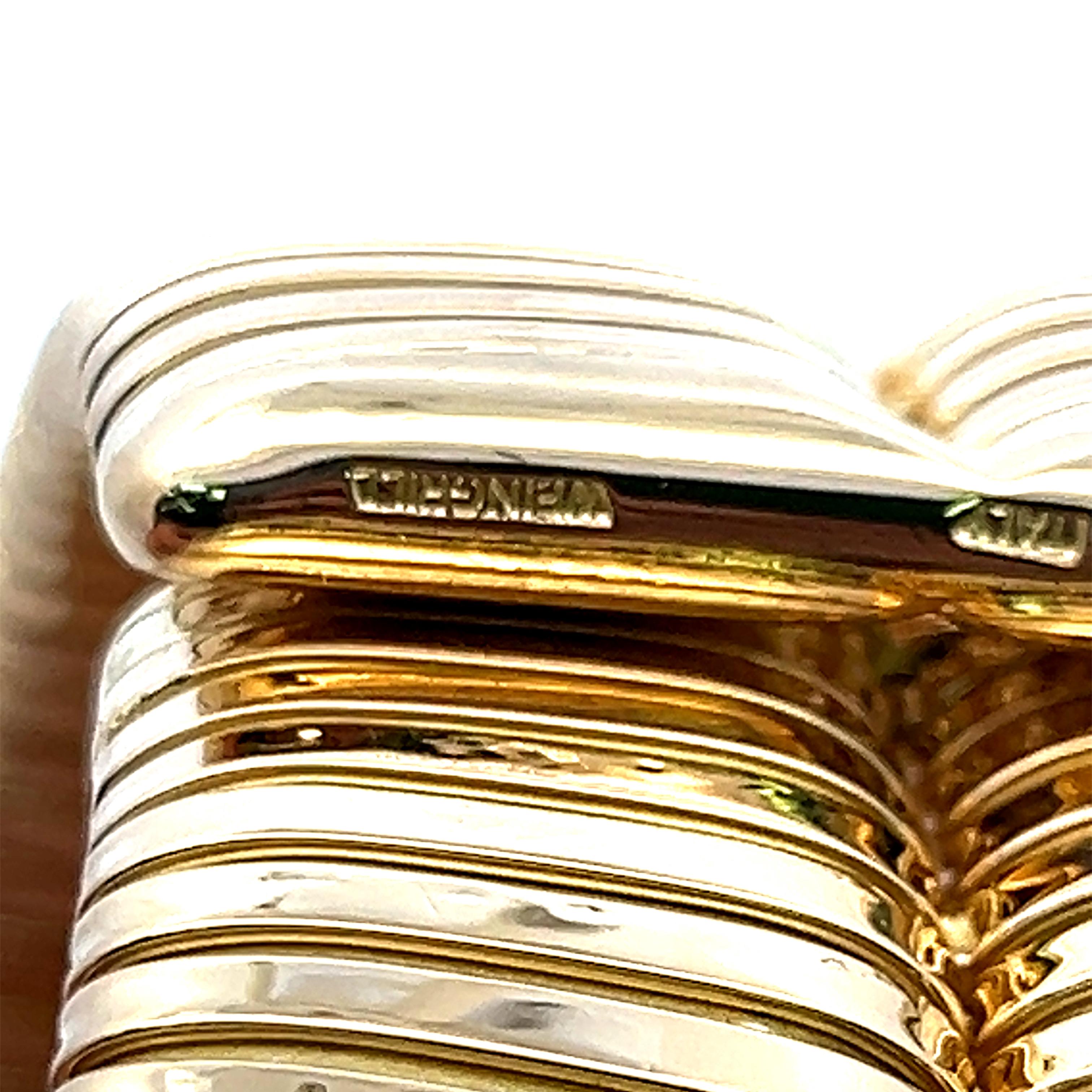 Carlo Weingrill Vintage 127.90 Grams 18 Karat Yellow Gold Tubogas Bracelet In Good Condition In New York, NY