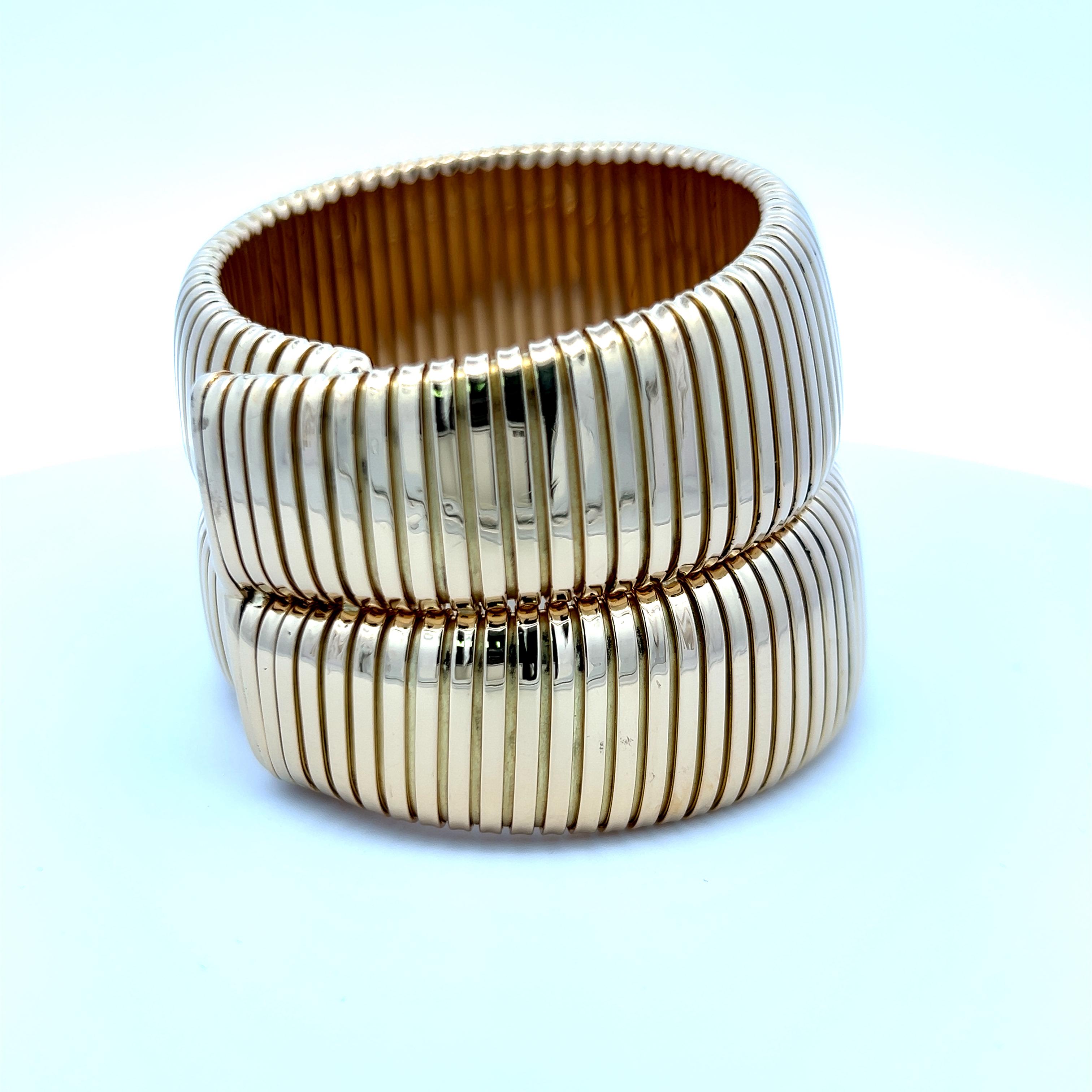 Carlo Weingrill Vintage 127.90 Grams 18 Karat Yellow Gold Tubogas Bracelet 1