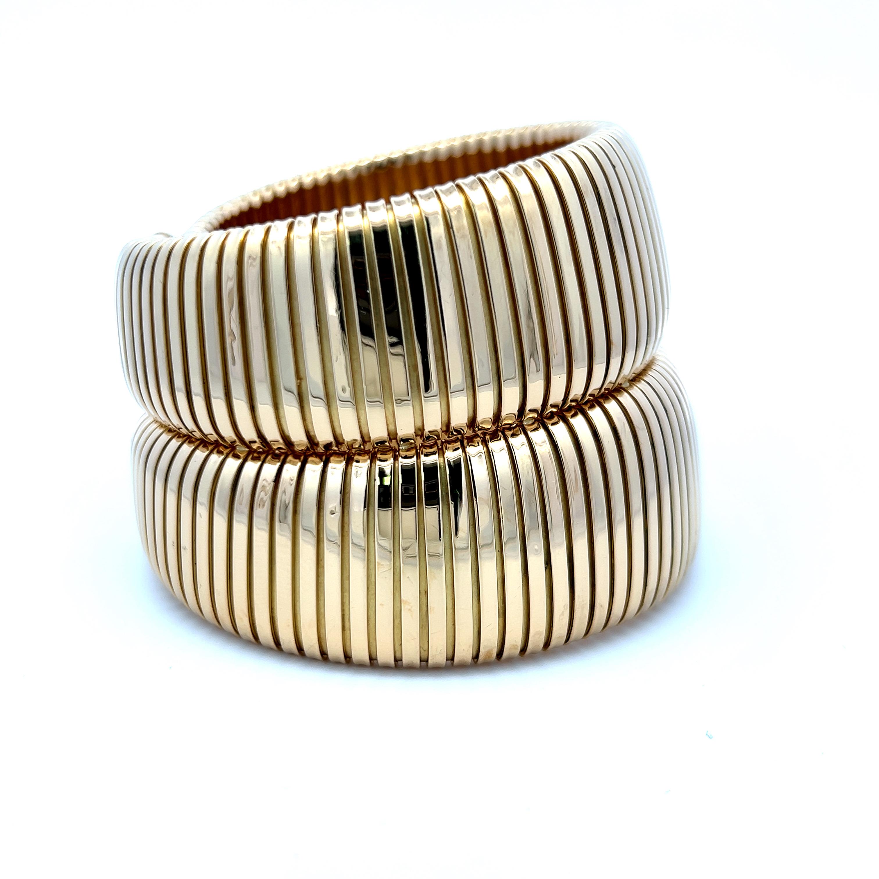 Carlo Weingrill Vintage 127.90 Grams 18 Karat Yellow Gold Tubogas Bracelet 2
