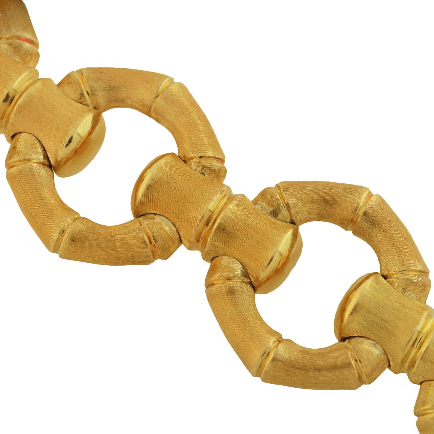 Carlo Weingrill Vintage Reversible Bamboo Link Gold Bracelet 1