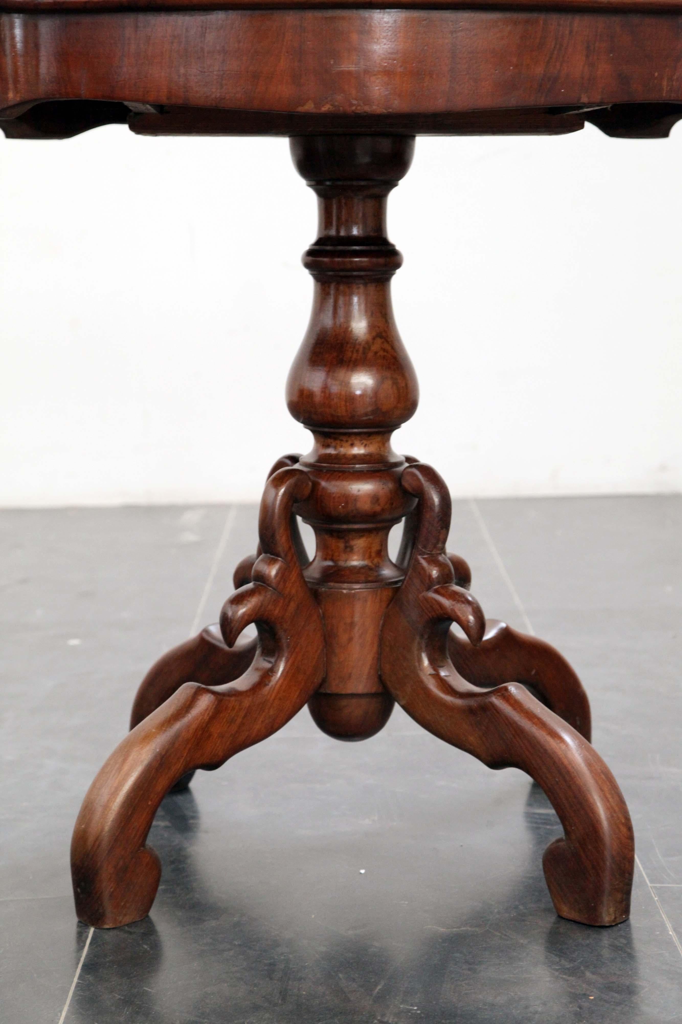 Italian Carlo X Cherry Wood Table, 1850s For Sale