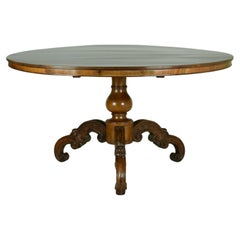 Carlo X Walnut Round Table, Italy, Toscana, Mid-19th Century